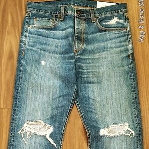 blue rag&bone jeans with worn knees
